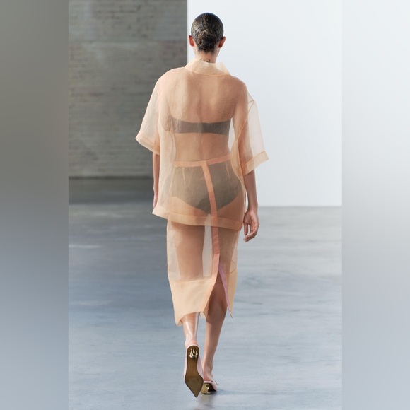 ZARA ORGANZA TOP SIZE M & MIDI SKIRT SIZE L - Picture 3 of 12